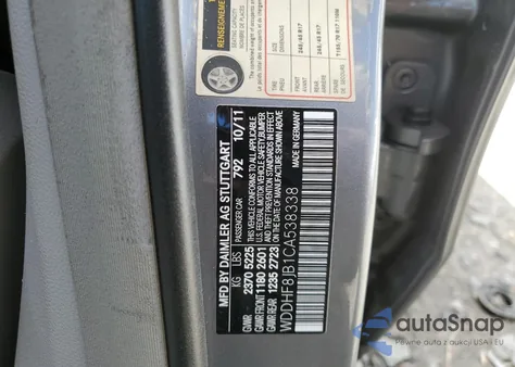 2012 Mercedes-Benz E 350 4Matic z USA, uszkodzony, nr VIN WDDHF8JB1CA538338